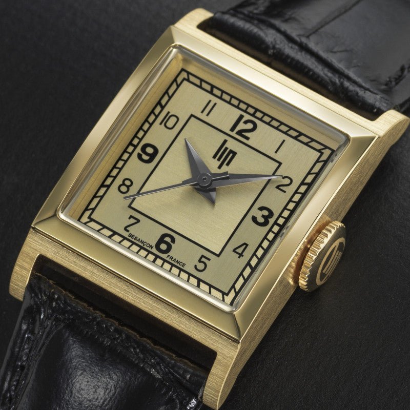 Montre LIP Churchill C18 Dorée Cuir Noir - LIP - Bijouterie TAMARA