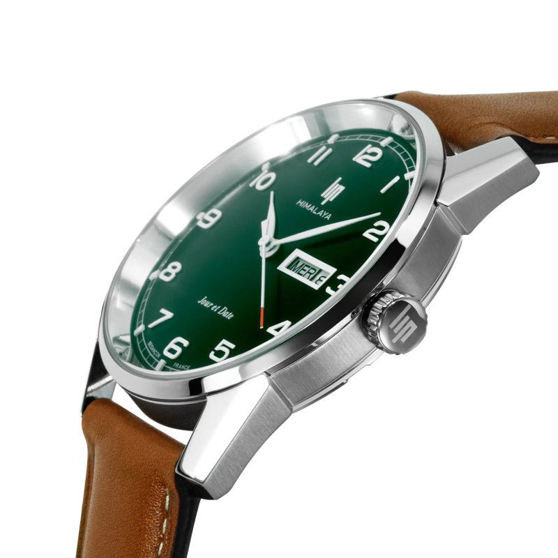 Montre LIP Himalaya Jour/Date Vert cuir marron - LIP - Bijouterie TAMARA