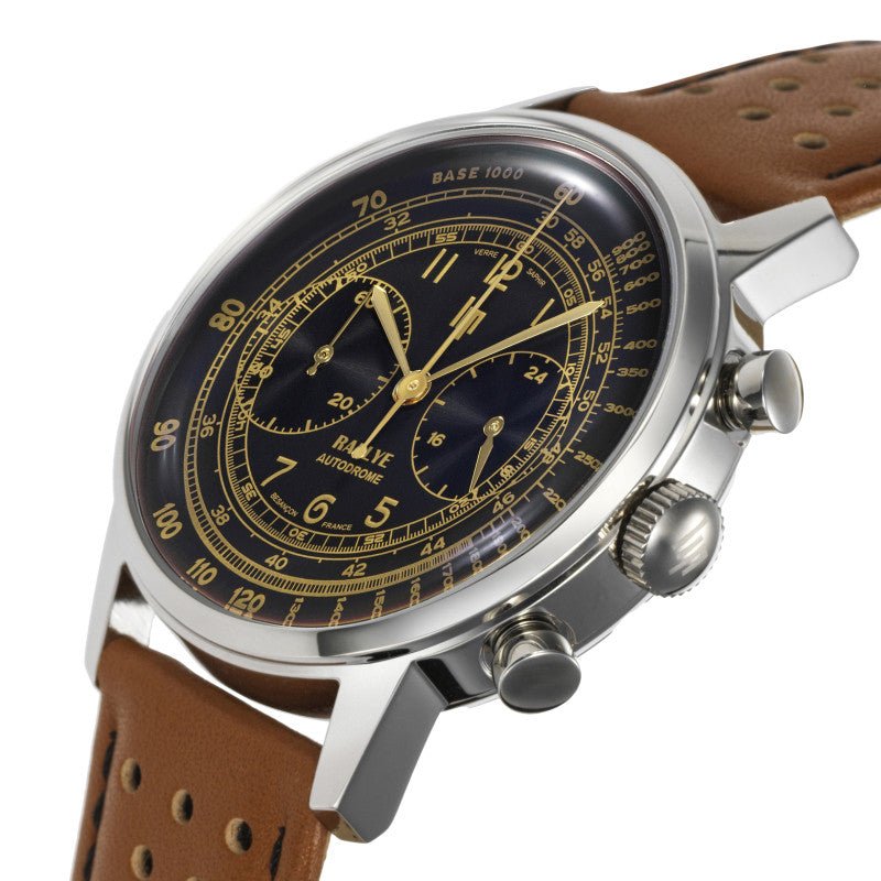Montre LIP Rallye Chrono Méca - quartz Noir Cuir marron - MONTRES - 671826