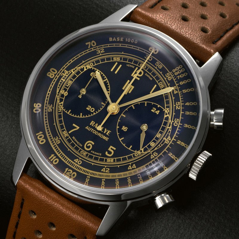 Montre LIP Rallye Chrono Méca - quartz Noir Cuir marron - MONTRES - 671826