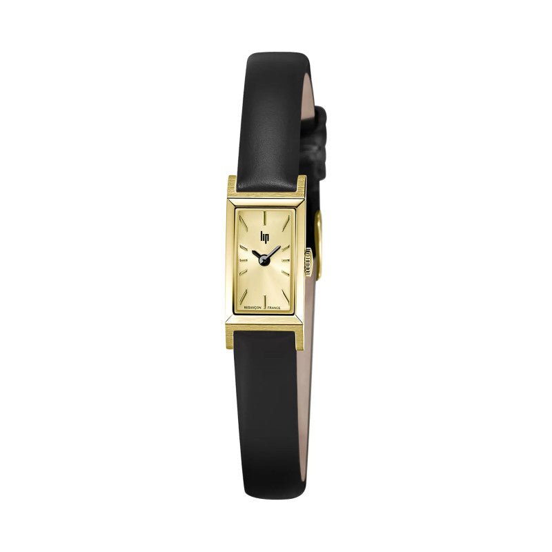 Montre LIPChurchill T13 dorée Cuir noir - LIP - Bijouterie TAMARA