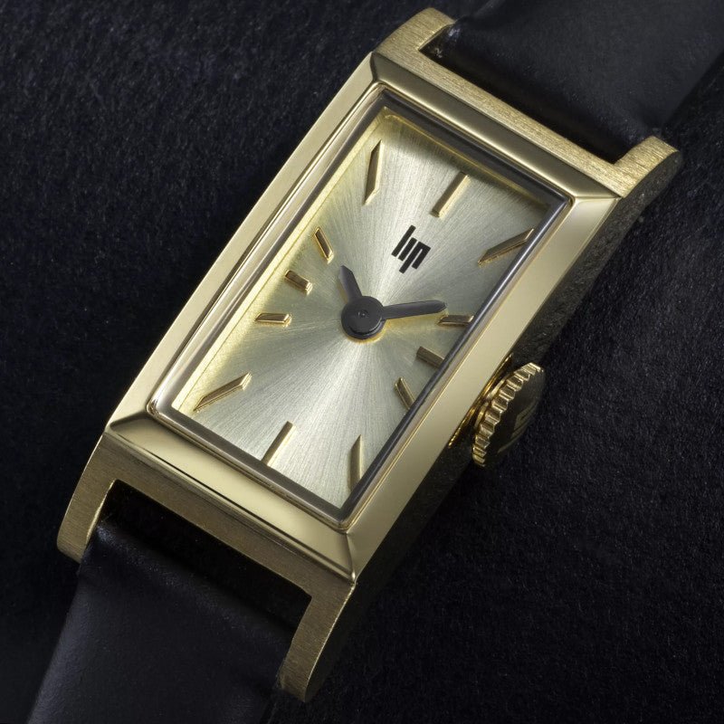 Montre LIPChurchill T13 dorée Cuir noir - LIP - Bijouterie TAMARA