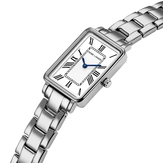 Montre Pierre LANNIER ARIANE Acier Blanc Chiffres Romains - MONTRES -051J601