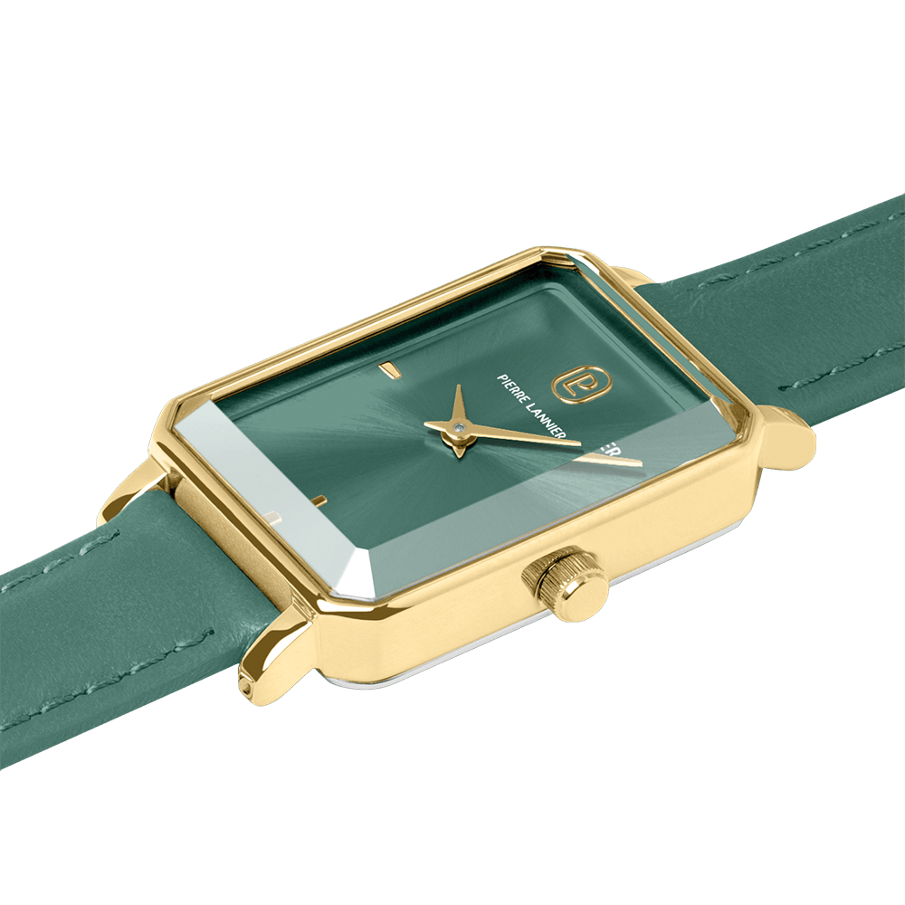 Montre Pierre LANNIER ARIANE Doré Vert Cuir vert - Bijouterie TAMARA