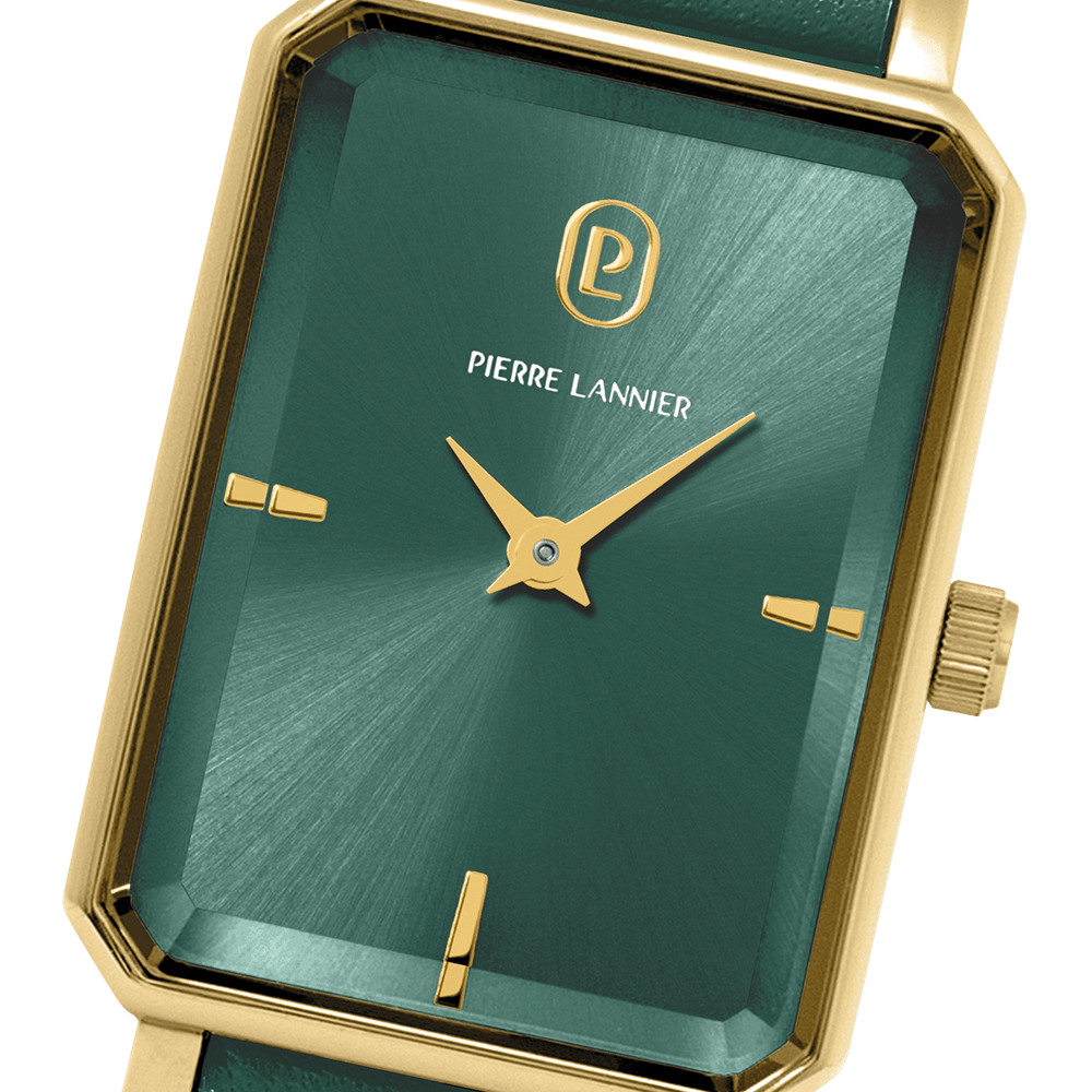 Montre Pierre LANNIER ARIANE Doré Vert Cuir vert - Bijouterie TAMARA