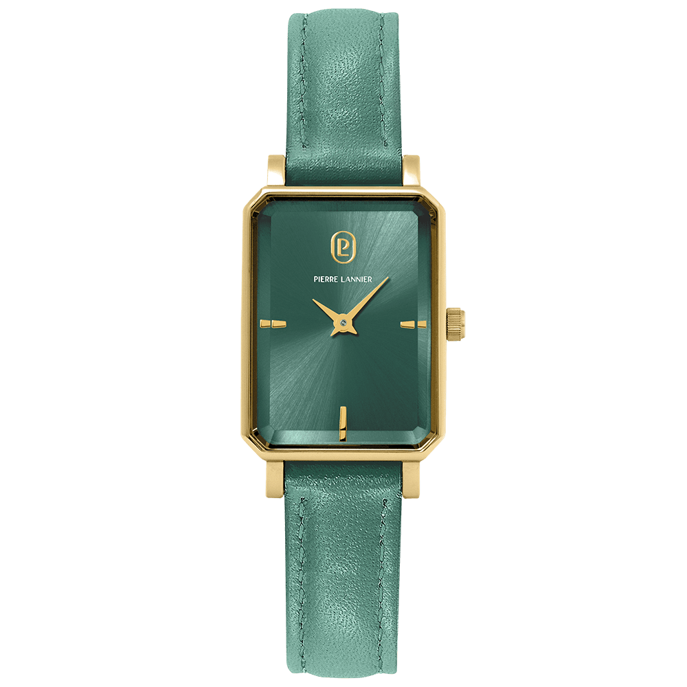 Montre Pierre LANNIER ARIANE Doré Vert Cuir vert - Bijouterie TAMARA