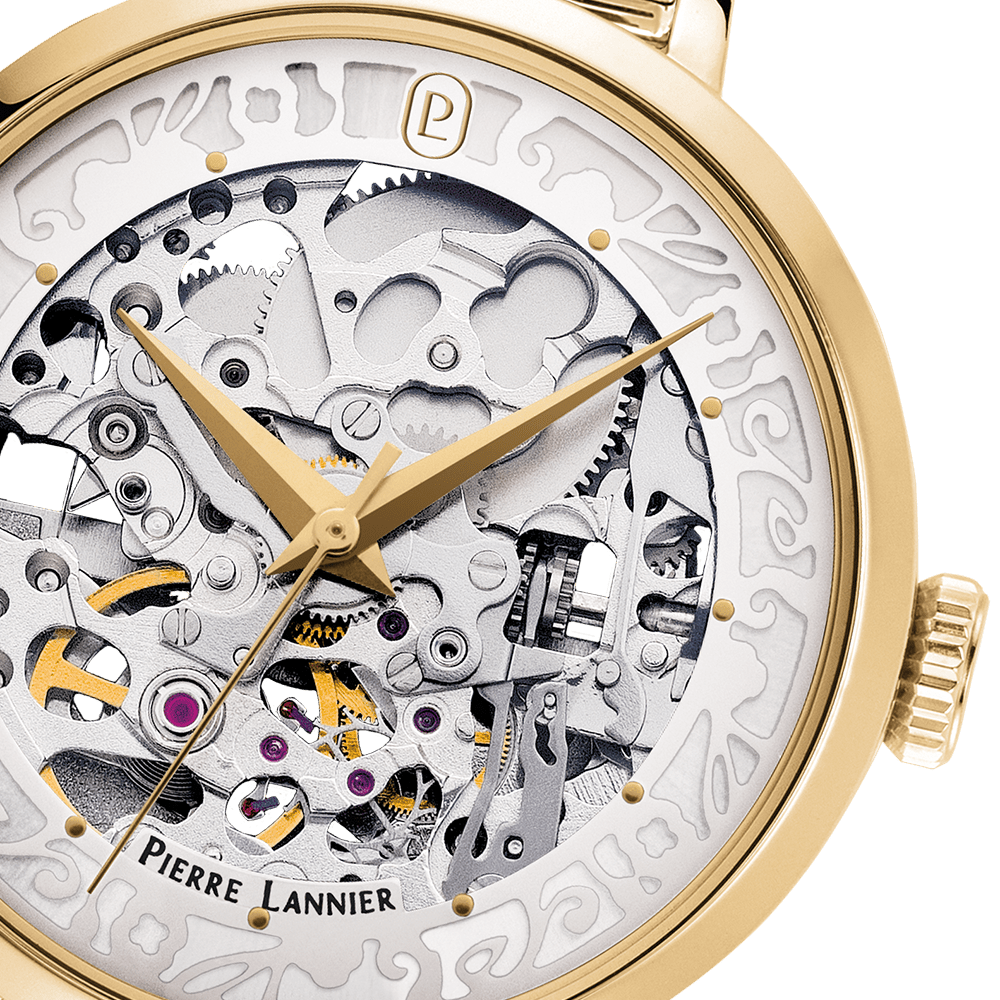 Montre Pierre LANNIER AUTOMATIC Femme Doré Squelette blanc doré - Bijouterie TAMARA