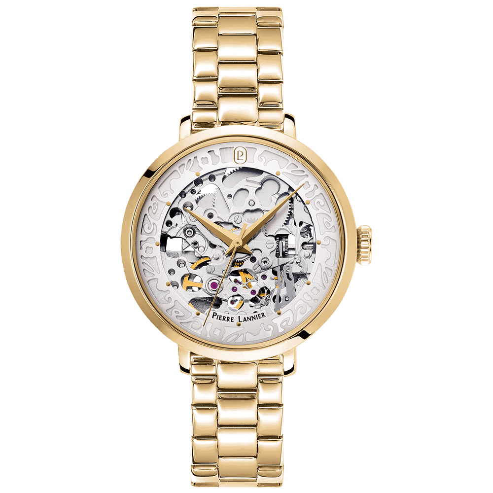 Montre Pierre LANNIER AUTOMATIC Femme Doré Squelette blanc doré - Bijouterie TAMARA
