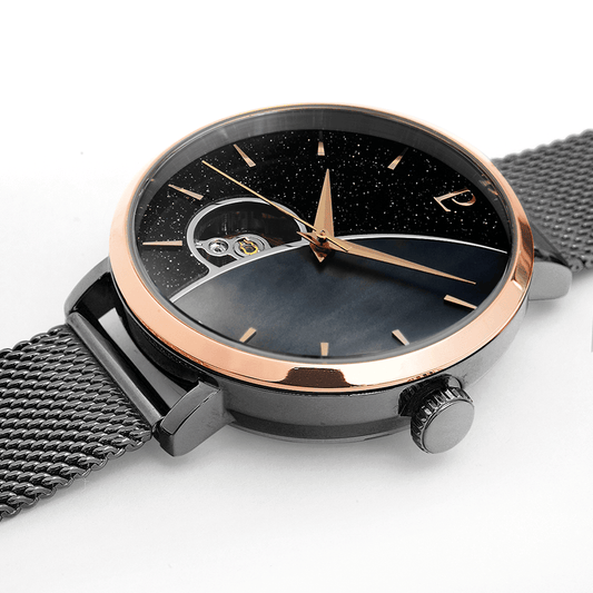 Montre Pierre Lannier CELESTE Maille milanaise Gris Cadran Noir - Pierre Lannier - Bijouterie TAMARA