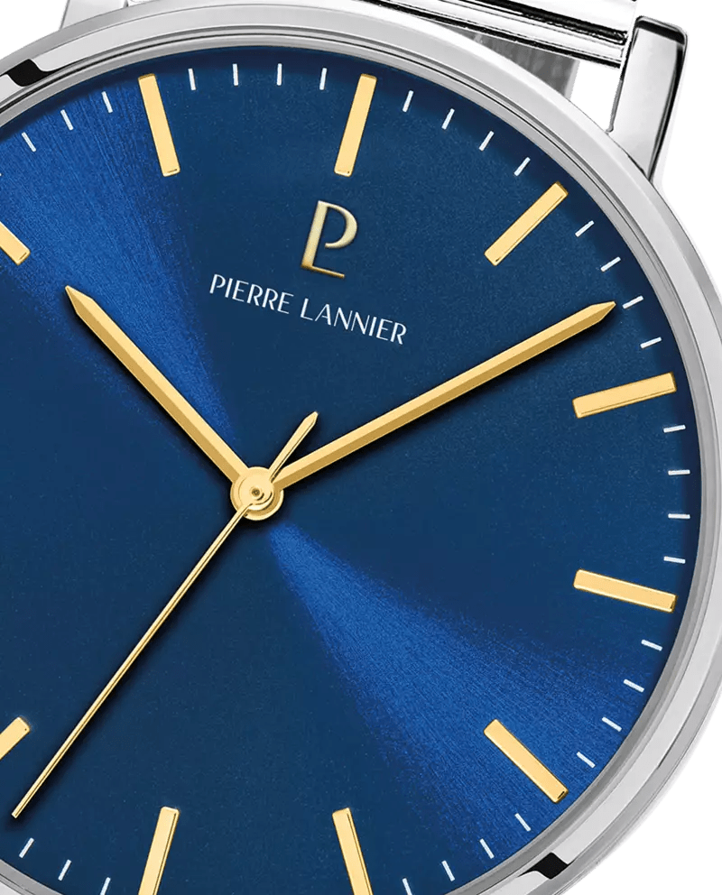 Montre Pierre Lannier ESSENTIAL Acier Cadran Bleu Maille milanaise - Pierre Lannier - Bijouterie TAMARA