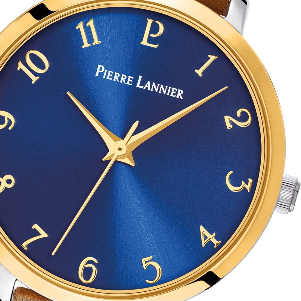 Montre Pierre Lannier Femme CHOUQUETTE Bicolore Bleue cuir brun - Pierre Lannier - Bijouterie TAMARA