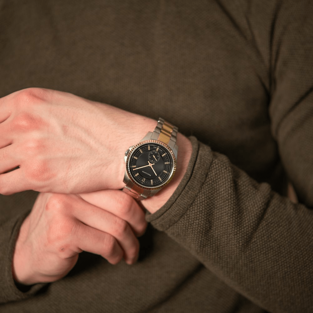 Montre Pierre Lannier METROPOLITAIN Acier Bicolore Cadran Noir - Pierre Lannier - Bijouterie TAMARA