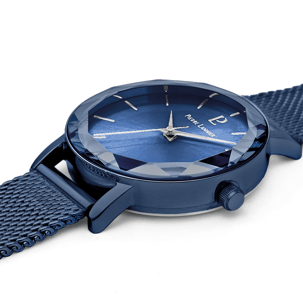 Montre Pierre LANNIER MULTIPLES Acier bleu Maille milanaise bleu - Bijouterie TAMARA