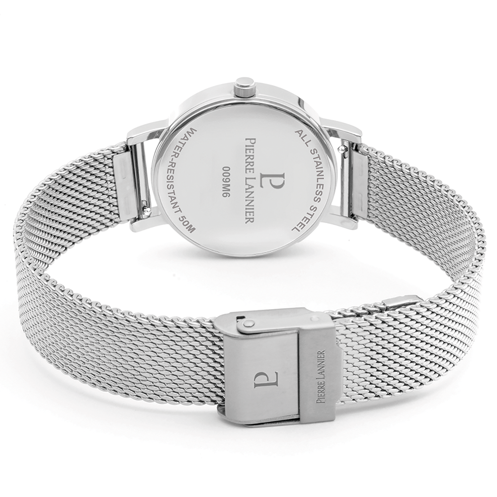 Montre Pierre LANNIER MULTIPLES Acier Vert Maille milanaise - Bijouterie TAMARA