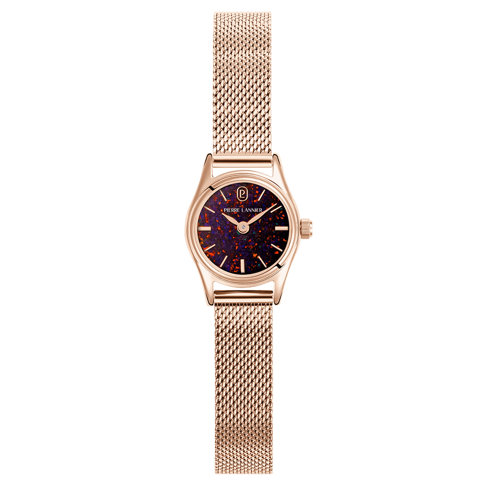 Montre Pierre LANNIER OPALIA Rose doré Opale de synthèse Maille milanaise - MONTRES -025R958