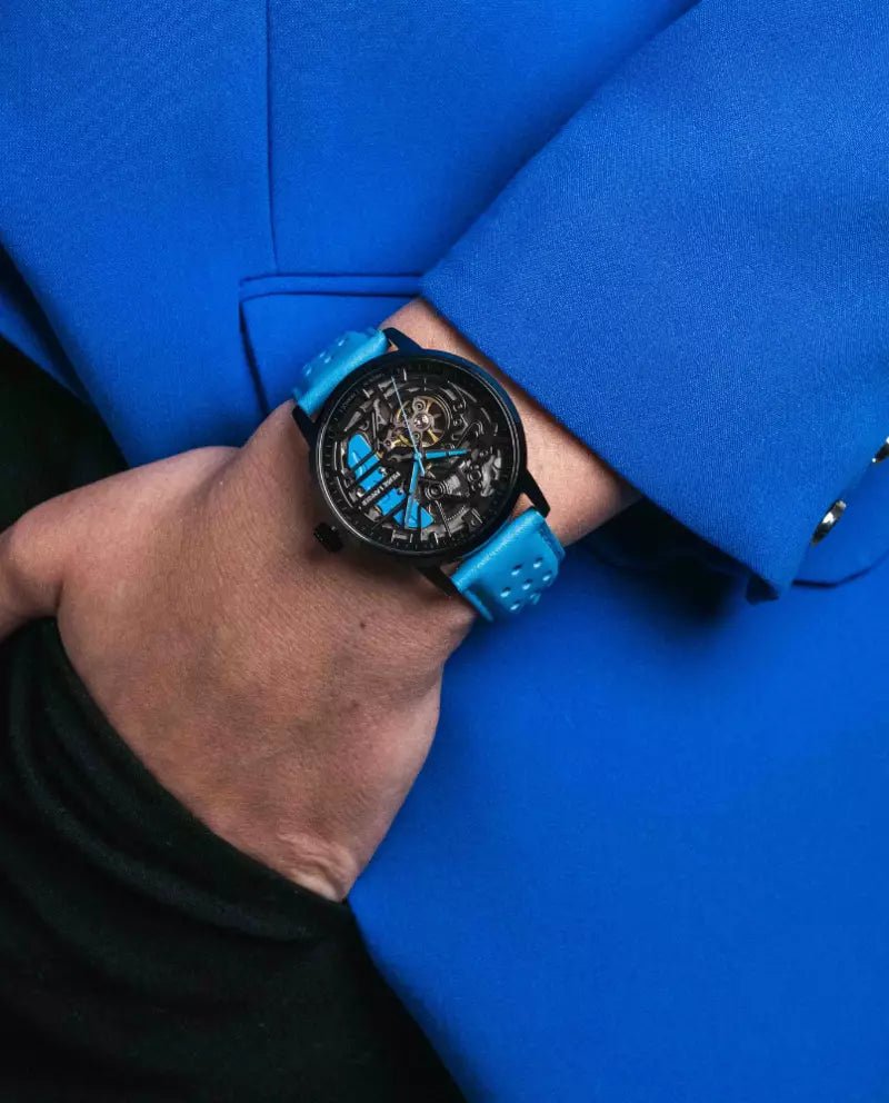 Montre Pierre LANNIER PADDOCK Femme Noir Cuir Bleu - Bijouterie TAMARA