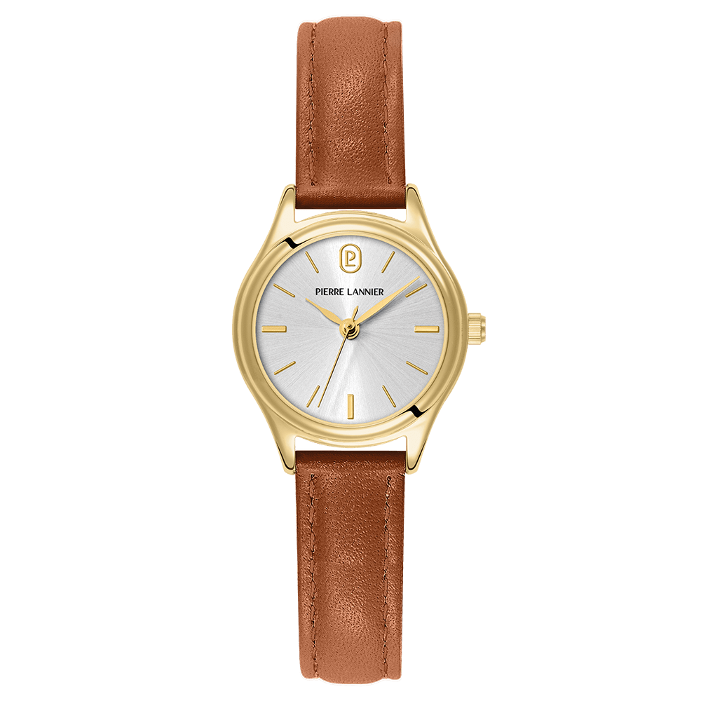 Montre Pierre LANNIER PYA Doré Argent cuir marron - MONTRES - 021K524