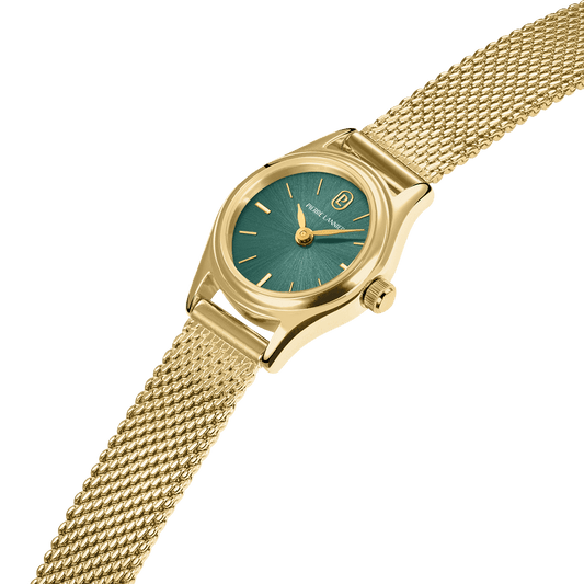 Montre Pierre LANNIER PYA Mini Doré Vert maille milanaise - MONTRES -091M572