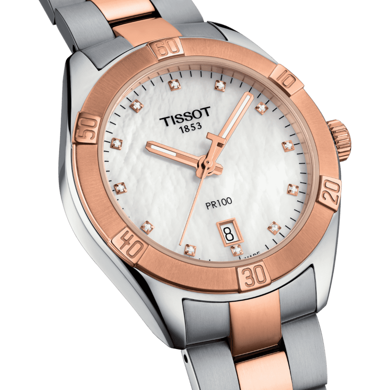 Montre TISSOT PR100 Bicolore Nacre blanche - Tissot - Bijouterie TAMARA