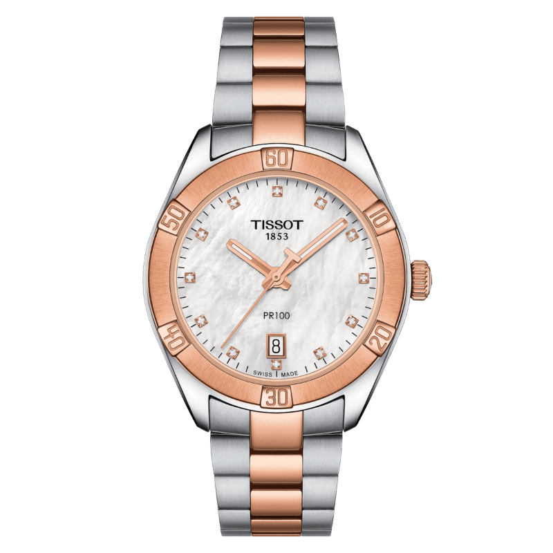 Montre TISSOT PR100 Bicolore Nacre blanche - Tissot - Bijouterie TAMARA