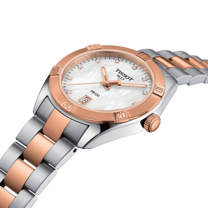 Montre TISSOT PR100 Bicolore Nacre blanche - Tissot - Bijouterie TAMARA