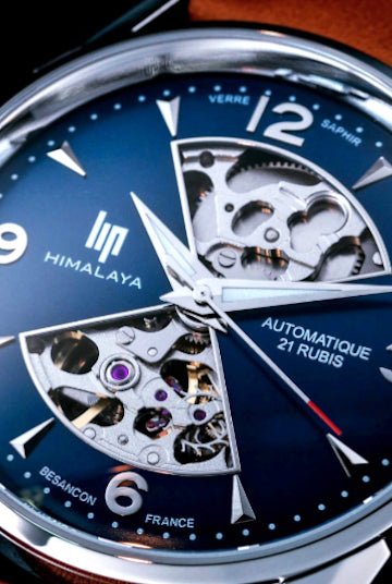Montre LIP Himalaya Sablier Automatique Acier Squelette Bleu - MONTRES -671575