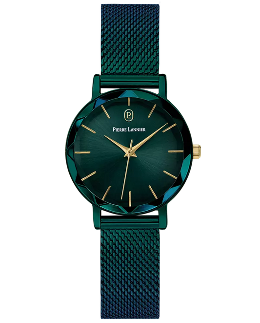 Montre Pierre LANNIER MULTIPLES Acier Vert Maille milanaise Vert