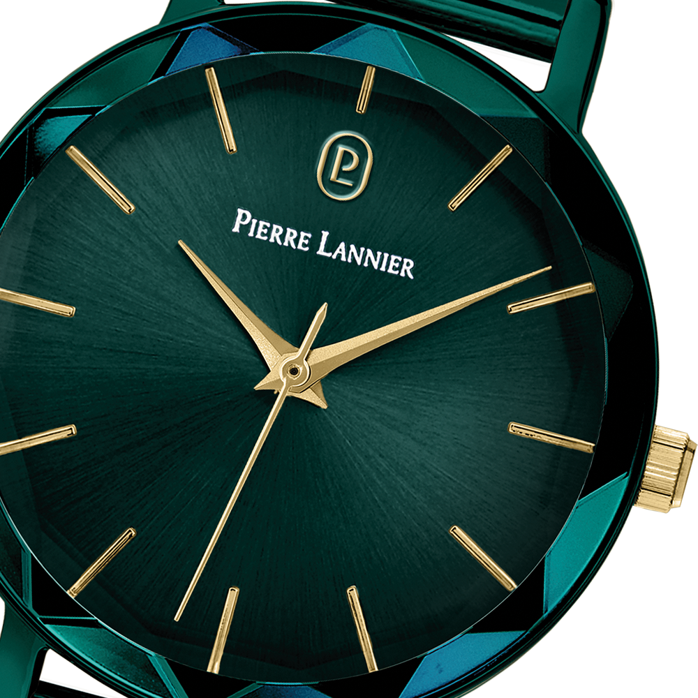 Montre Pierre LANNIER MULTIPLES Acier Vert Maille milanaise Vert