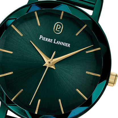 Montre Pierre LANNIER MULTIPLES Acier Vert Maille milanaise Vert