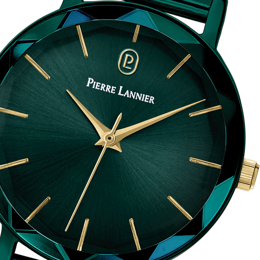 Montre Pierre LANNIER MULTIPLES Acier Vert Maille milanaise Vert