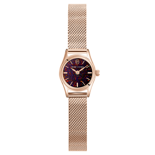 Montre Pierre LANNIER OPALIA Rose doré Opale de synthèse Maille milanaise