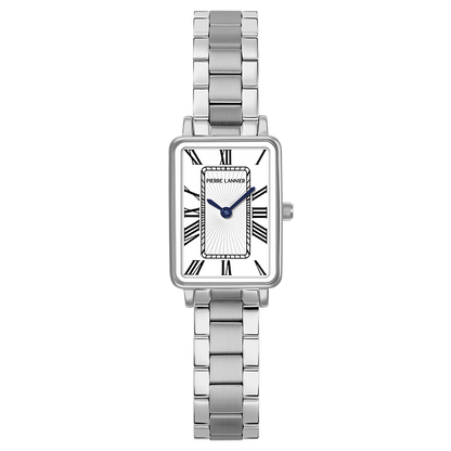 Montre Pierre LANNIER ARIANE Acier Blanc Chiffres Romains