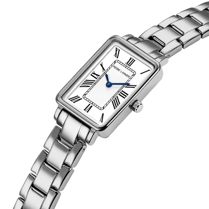 Montre Pierre LANNIER ARIANE Acier Blanc Chiffres Romains