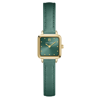 Montre Pierre LANNIER NEORA Dorée Vert Cuir Vert