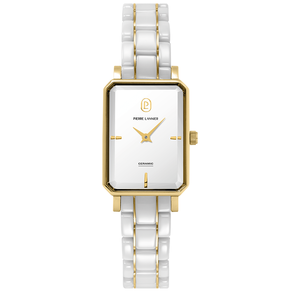 Montre Pierre Lannier Ariane doré Céramique Blanc