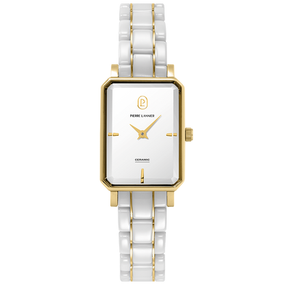 Montre Pierre Lannier Ariane doré Céramique Blanc