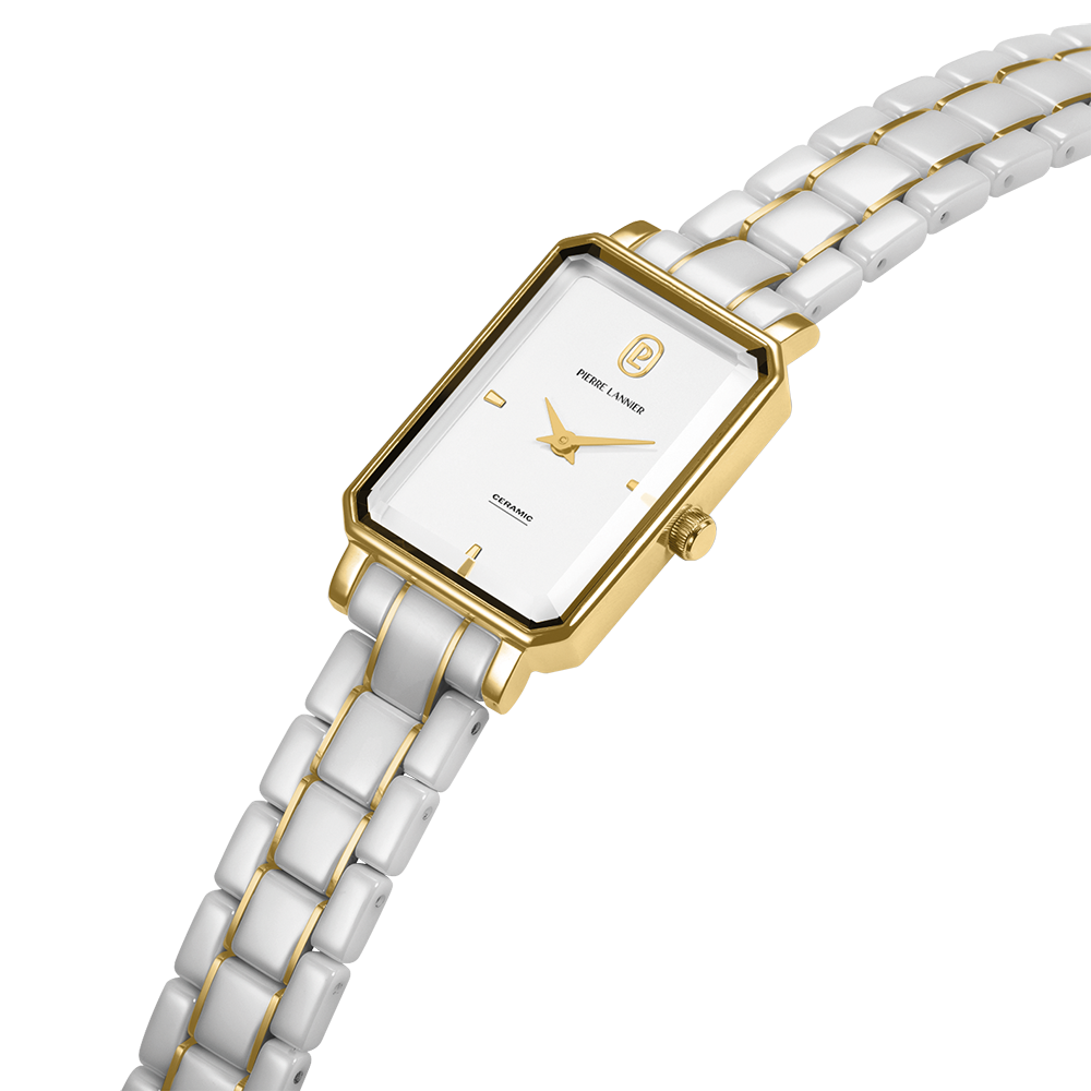 Montre Pierre Lannier Ariane doré Céramique Blanc