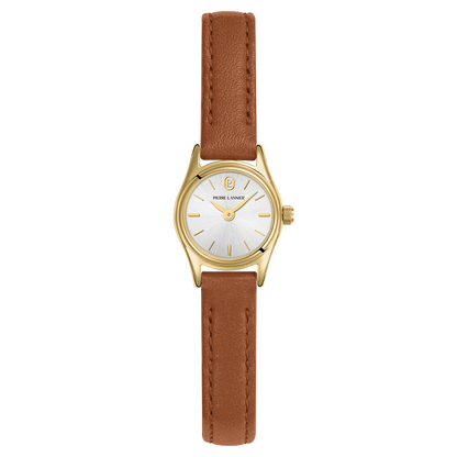 Montre Pierre LANNIER PYA Mini Doré Argent cuir marron