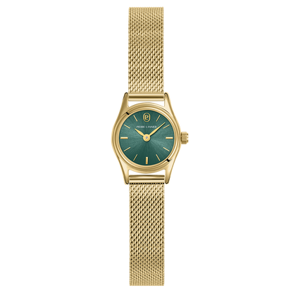 Montre Pierre LANNIER PYA Mini Doré Vert maille milanaise