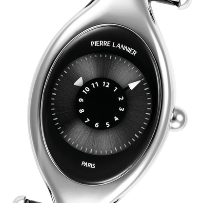 Montre Pierre LANNIER OVNI Acier noir Cuir noir