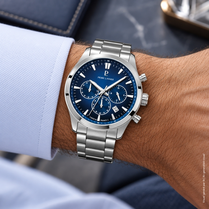 Montre Pierre LANNIER BOULEVARD Multifonction Acier Bleu