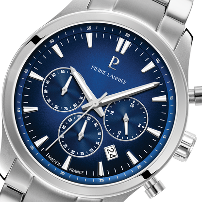 Montre Pierre LANNIER BOULEVARD Multifonction Acier Bleu