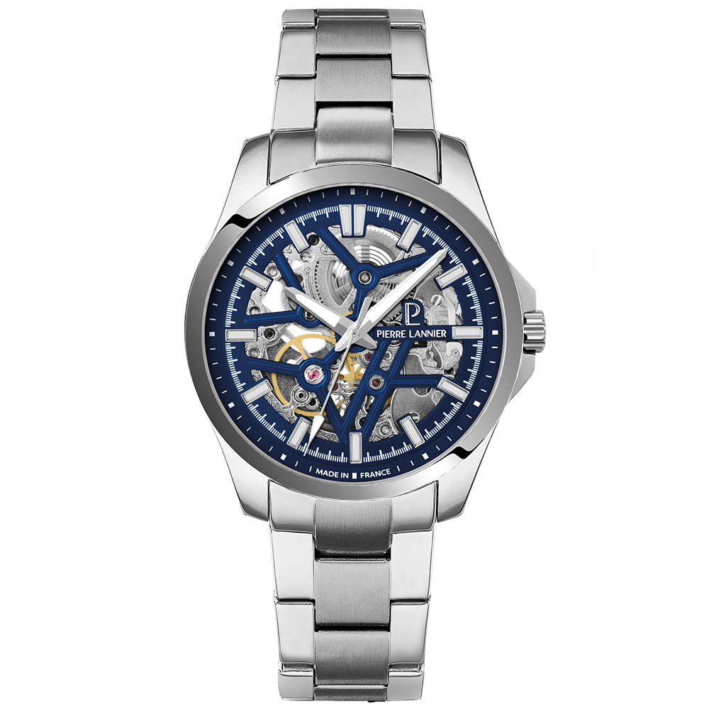 Montre Pierre LANNIER SKELETOM Acier Squellette Bleu Acier