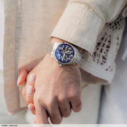 Montre Pierre LANNIER SKELETOM Acier Squellette Bleu Acier