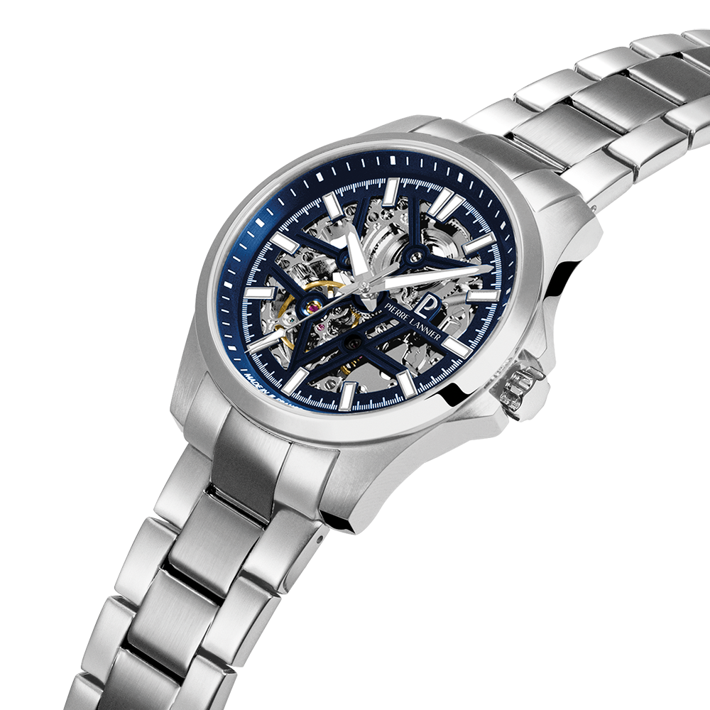 Montre Pierre LANNIER SKELETOM Acier Squellette Bleu Acier
