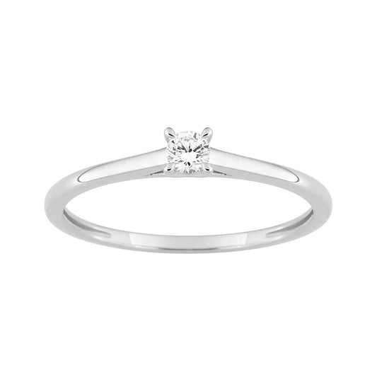 Bague Solitaire Or Blanc 375‰, Diamants de synthèse 0.10ct