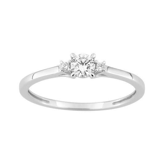 Bague Solitaire Or Blanc 375‰, Diamant de synthèse 0.22ct accompagné