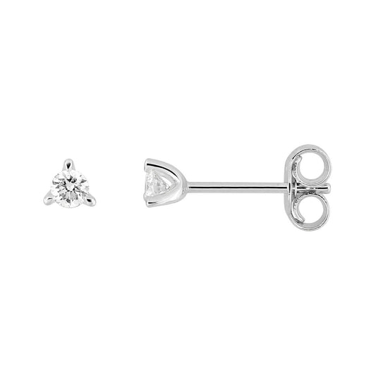 Boucles d'oreilles Puce Or Blanc 375‰ diamants de synthèse 0.10ct