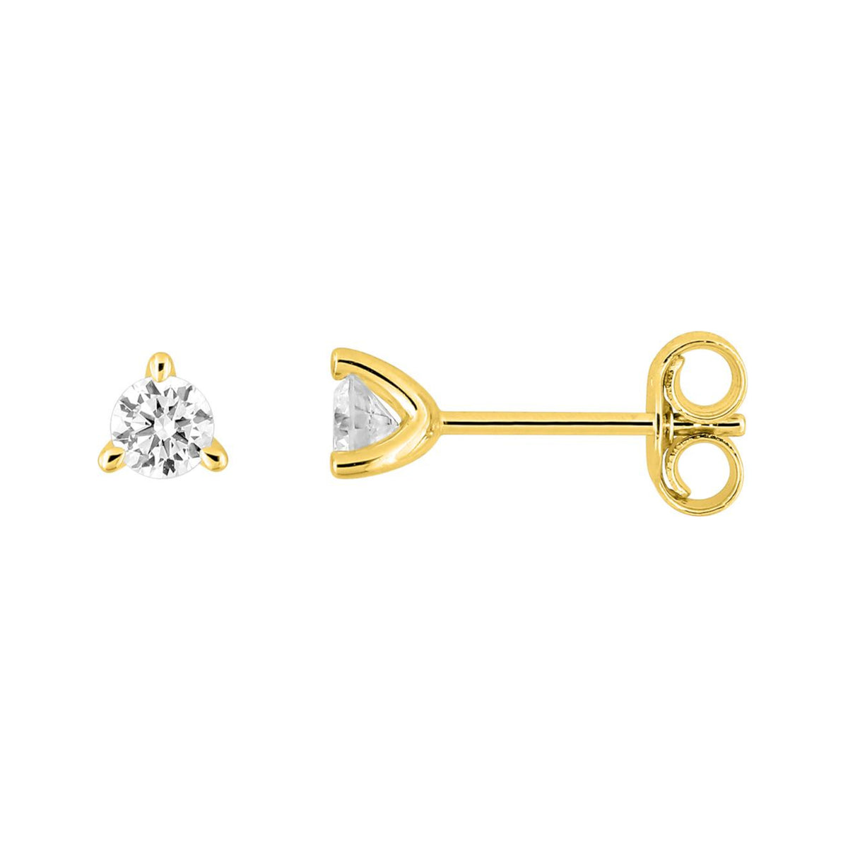 Boucles d'oreilles Puce Or Jaune 375‰ diamants de synthèse 0.20ct