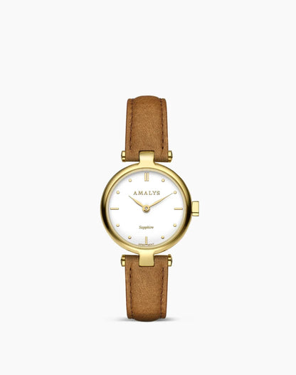 Montre AMALYS Justine Dorée cuir brun